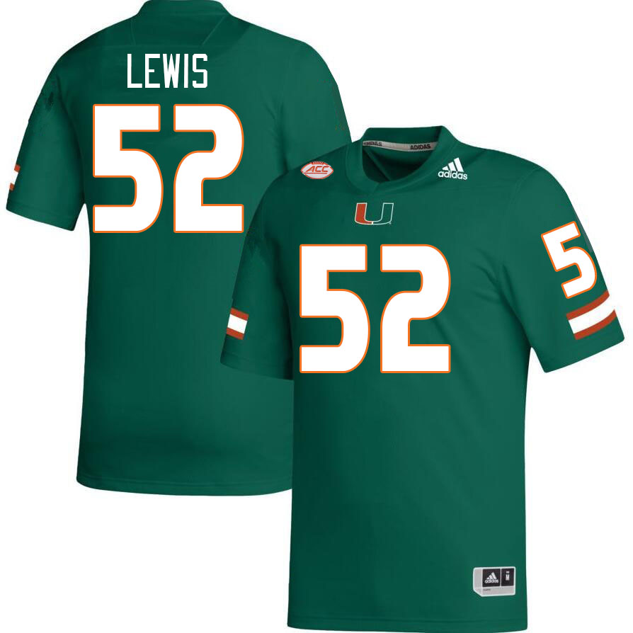 #52 Ray Lewis Miami Hurricanes Jerseys Football Stitched-Green